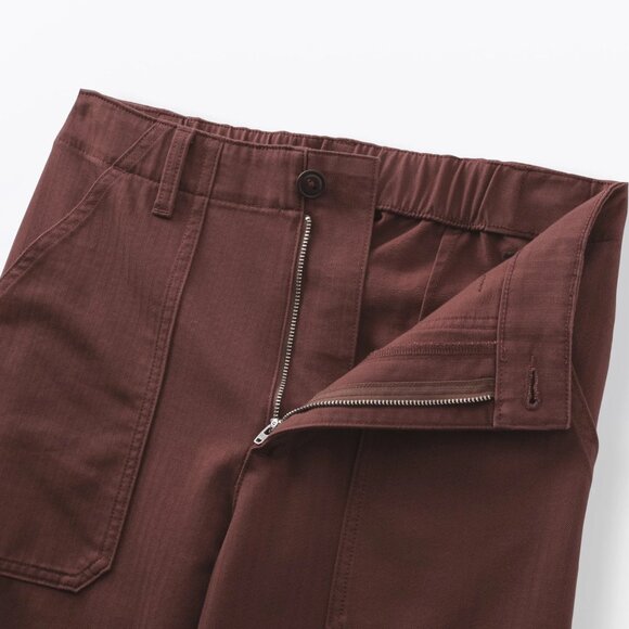 MUJI Women's Herringbone Trousers Burgundy Size S - Picture 4 of 9